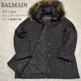 【美品】 バルマン ダウンジャケット レディース M ブラック 薄手 ダウン95