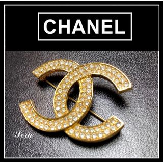 シャネル(CHANEL)のヴィンテージシャネル　CHANEL ココマーク　ブローチ　ラインストーン(ブローチ/コサージュ)