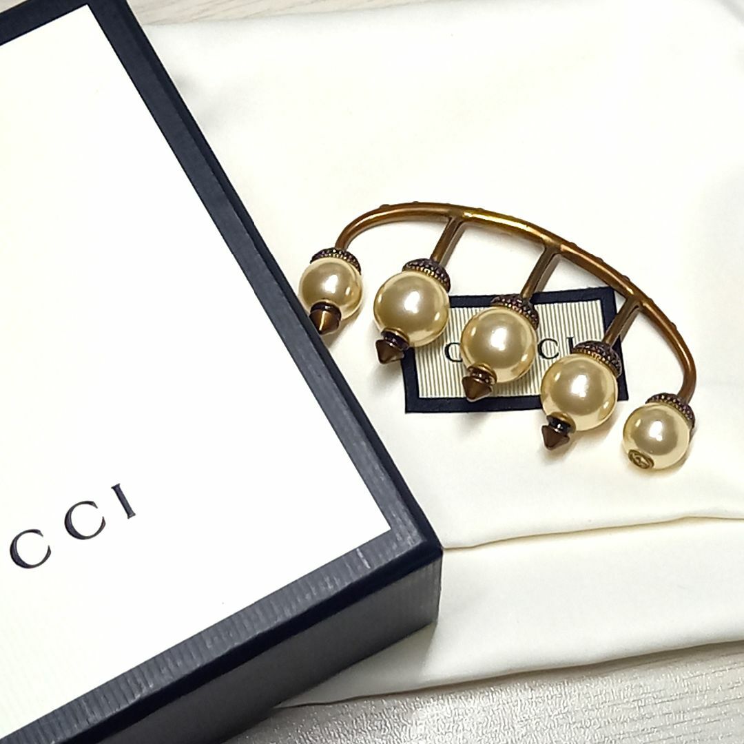 Gucci(グッチ)の未使用　グッチ インターロッキング フィンガー　リング 指輪 パール スタッズ レディースのアクセサリー(リング(指輪))の商品写真