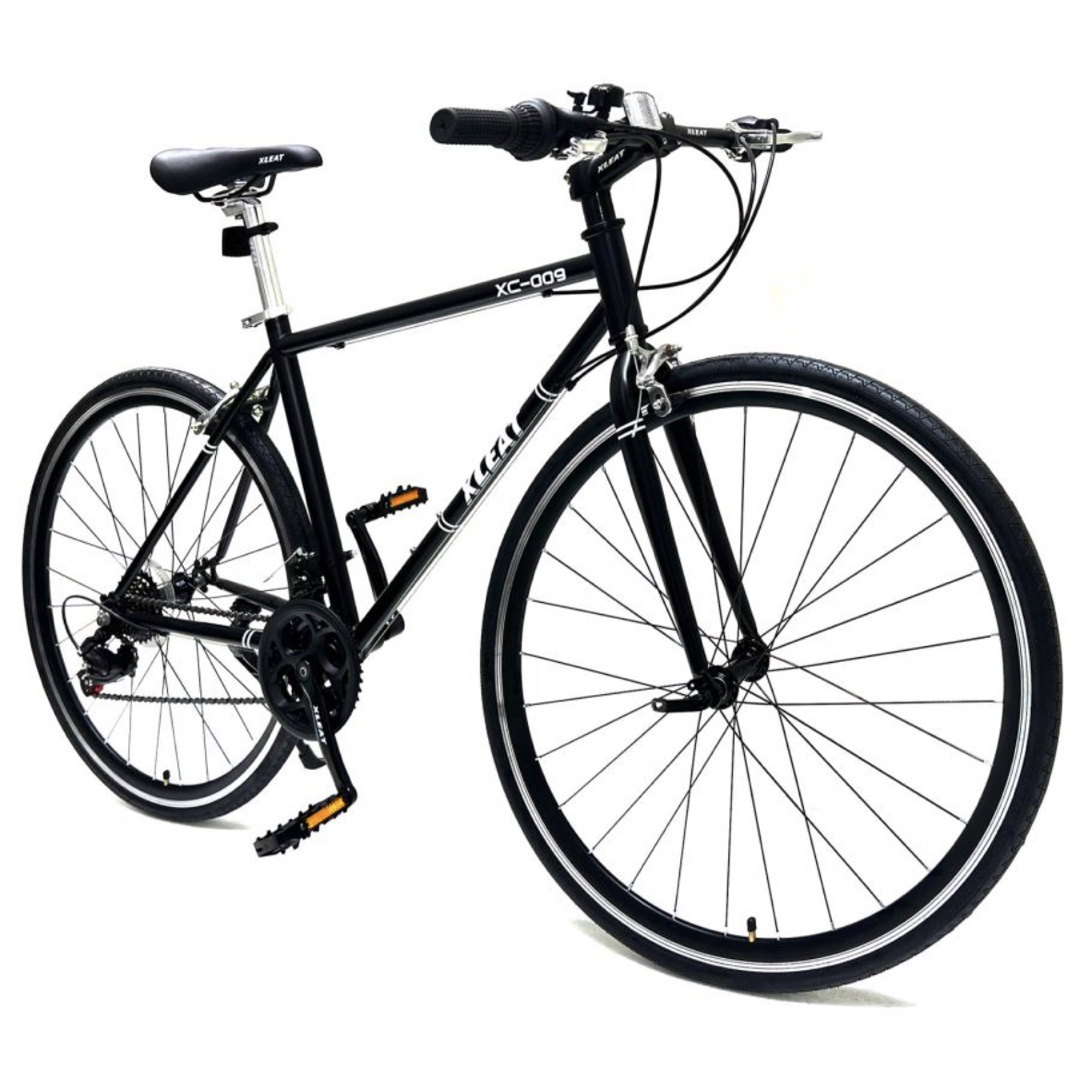 クロスバイク 自転車 21段変速 黒 初心者 XLEAT スポーツ/アウトドアの自転車(自転車本体)の商品写真