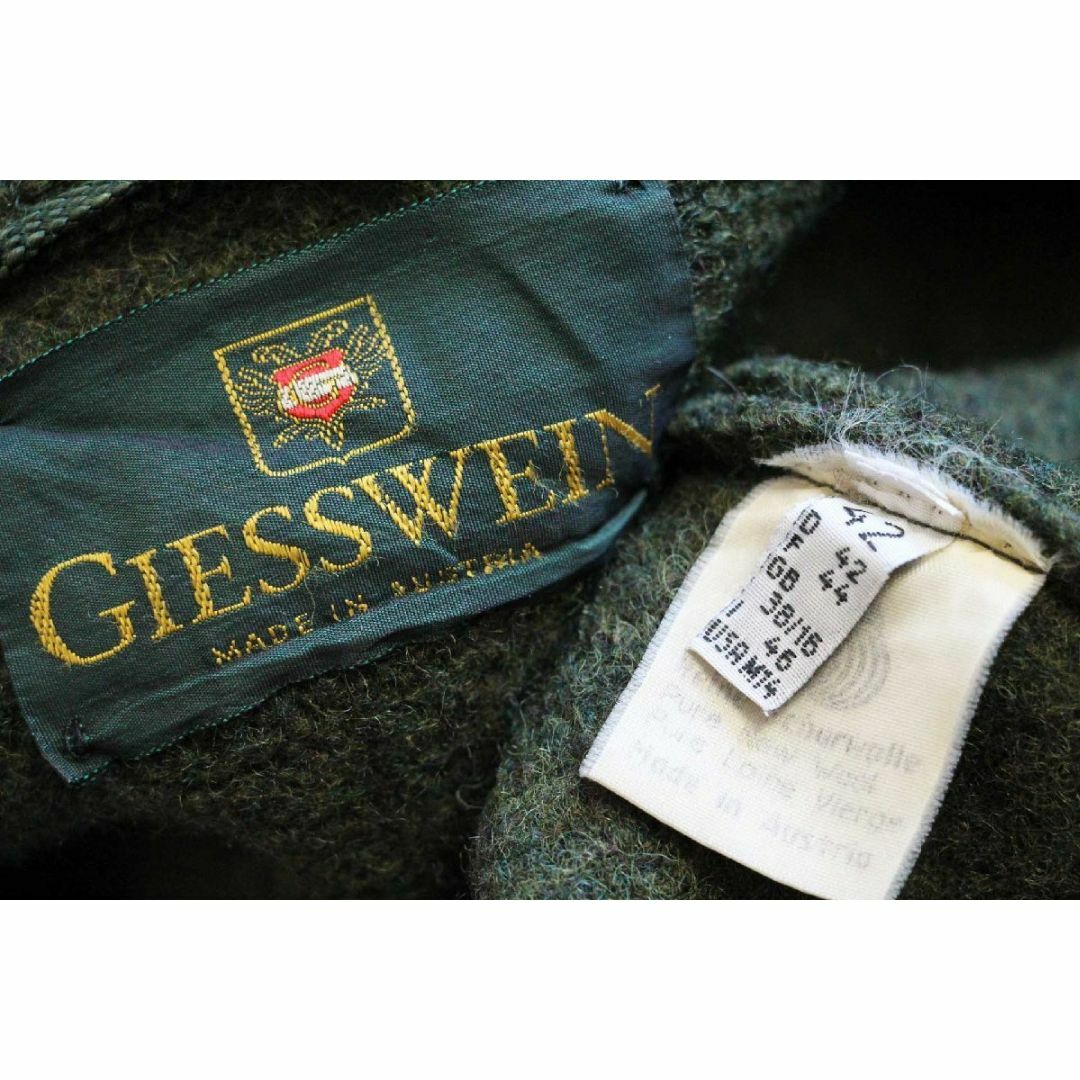 オーストリア製 GIESSWEIN チロリアン ボイルドウール ダッフルコート 緑 ミックス 42★オールド ユーロ ヨーロッパ オーバーサイズ レディースのジャケット/アウター(ロングコート)の商品写真