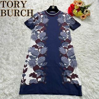 トリーバーチ TORY BURCH ワンピース 半袖 膝丈 ワンピース 花柄ロゴ