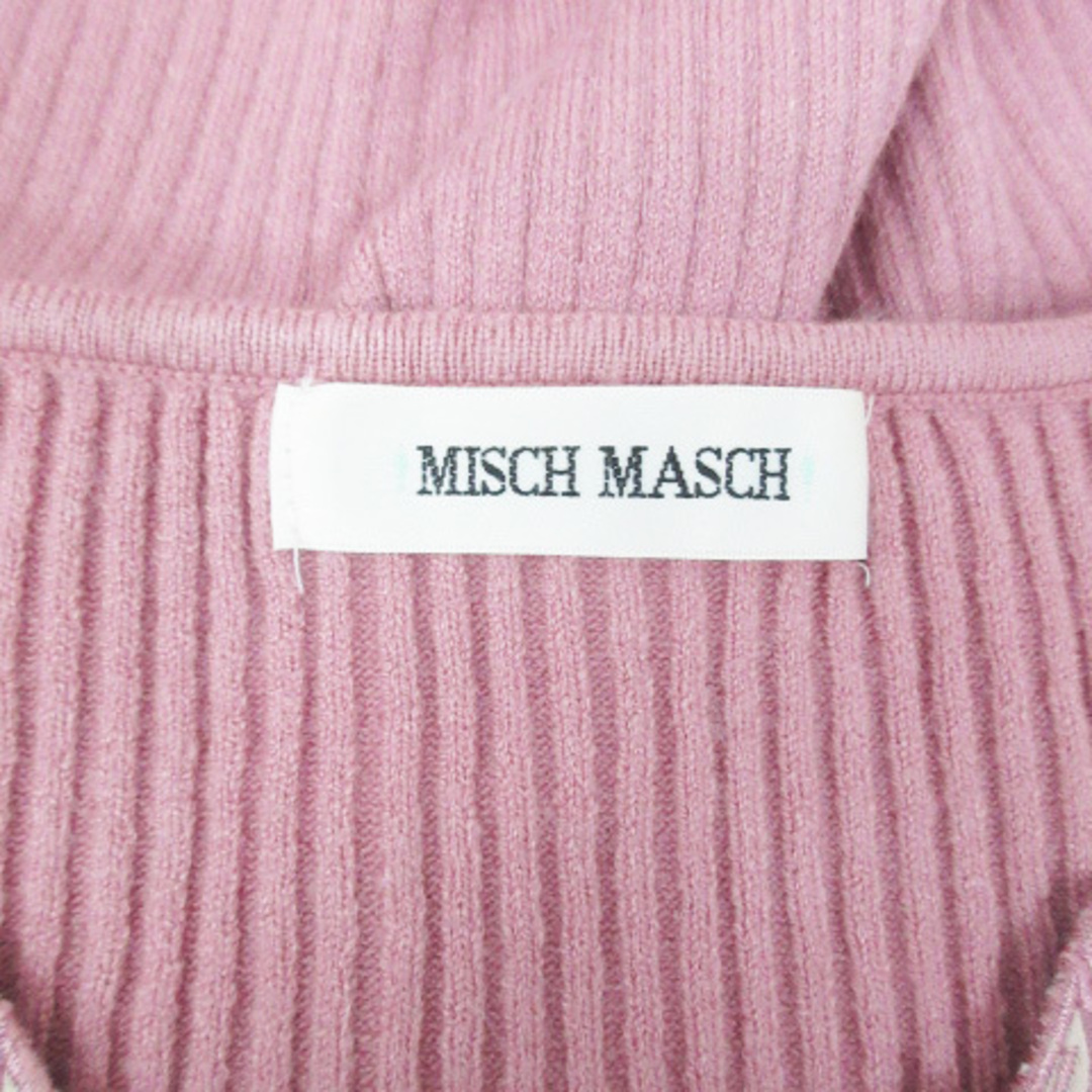 MISCH MASCH(ミッシュマッシュ)のミッシュマッシュ リブニット カットソー 長袖 Vネック レース M ピンク レディースのトップス(ニット/セーター)の商品写真