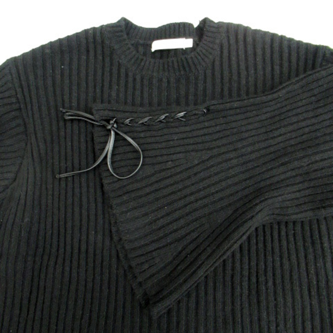 moussy(マウジー)のマウジー moussy ニット セーター ラウンドネック リブ ウール混 F 黒 レディースのトップス(ニット/セーター)の商品写真