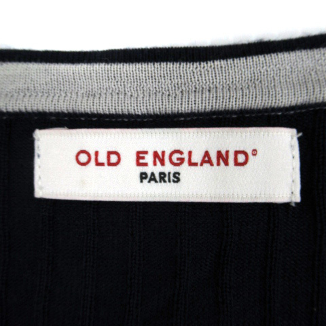 OLD ENGLAND(オールドイングランド)のオールドイングランド ニット カットソー ラウンドネック リブ ウール 36 紺 レディースのトップス(ニット/セーター)の商品写真