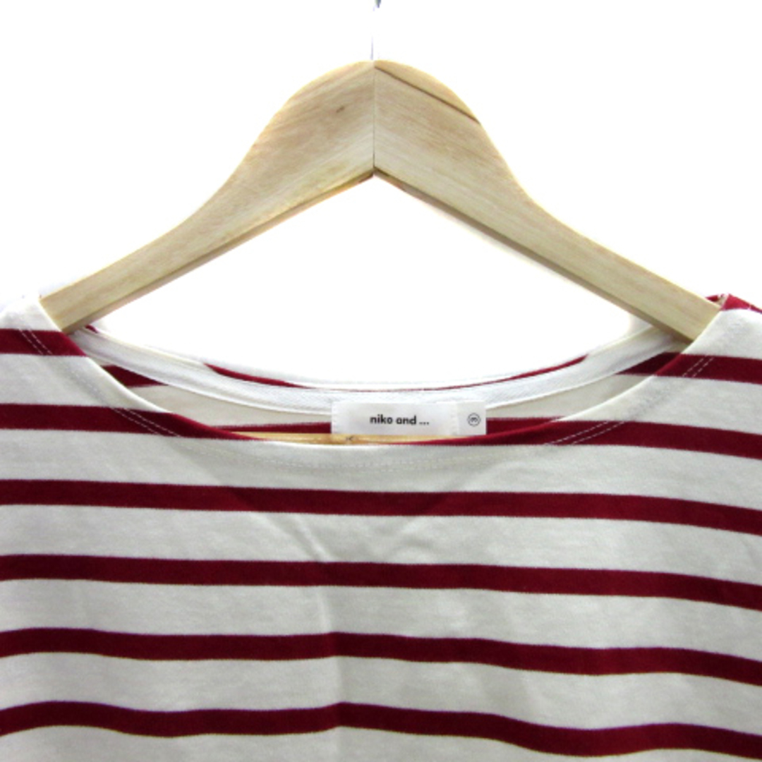 niko and...(ニコアンド)のニコアンド Tシャツ カットソー 長袖 ボーダー柄 オーバーサイズ 3 赤 白 メンズのトップス(Tシャツ/カットソー(七分/長袖))の商品写真