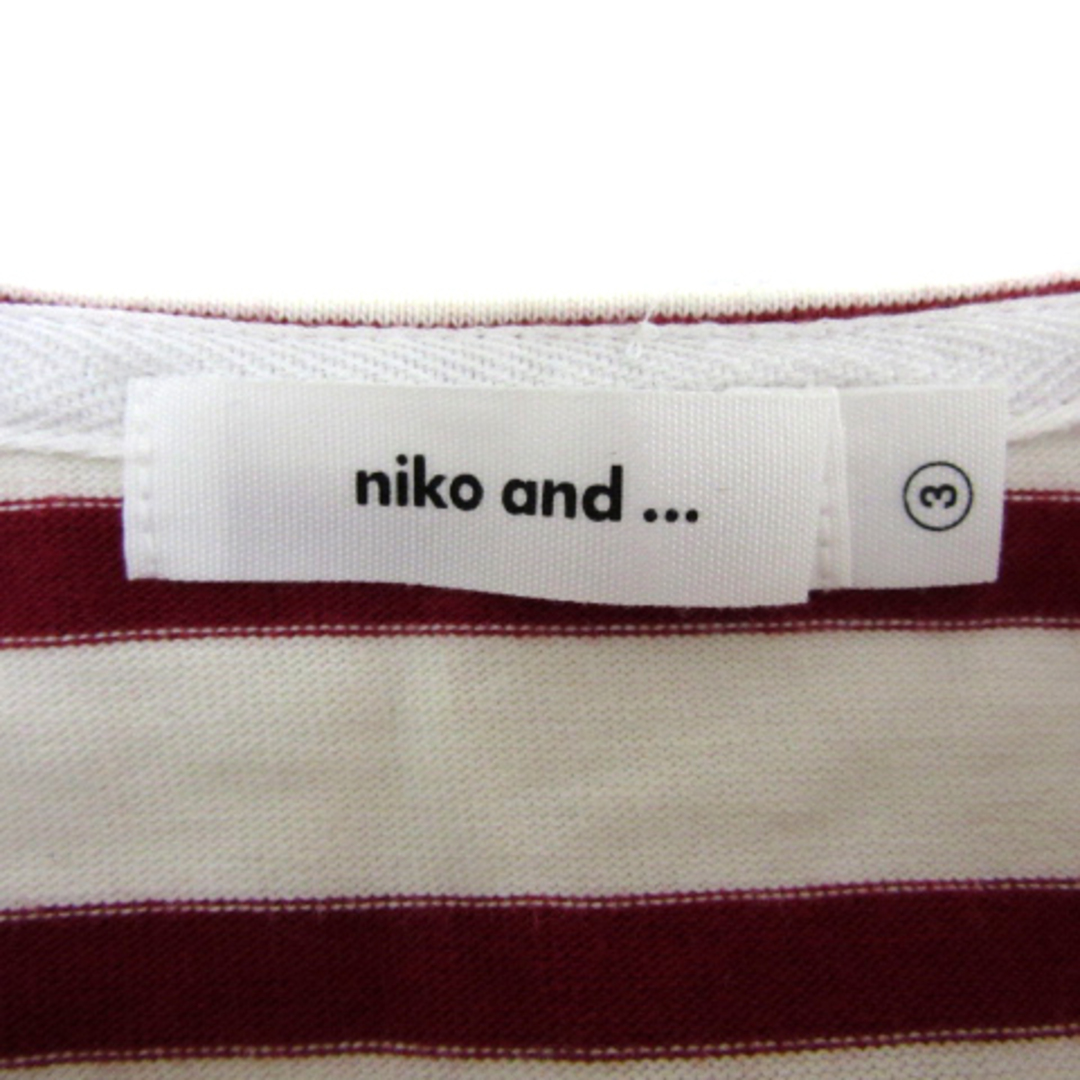 niko and...(ニコアンド)のニコアンド Tシャツ カットソー 長袖 ボーダー柄 オーバーサイズ 3 赤 白 メンズのトップス(Tシャツ/カットソー(七分/長袖))の商品写真