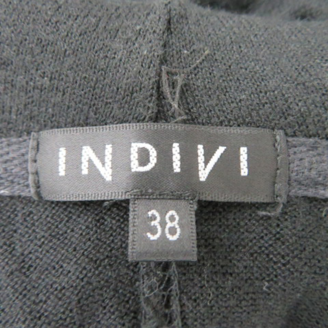 INDIVI(インディヴィ)のインディヴィ カーディガン ミドル丈 前開き フード付き 無地 38 黒  レディースのトップス(カーディガン)の商品写真