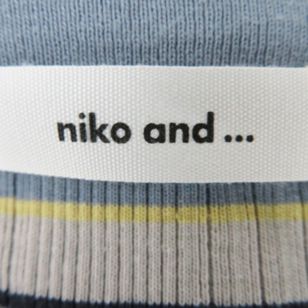 niko and...(ニコアンド)のニコアンド カットソー 長袖 ラウンドネック マルチボーダー柄 M 青 ブルー レディースのトップス(カットソー(長袖/七分))の商品写真