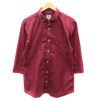 タケオキクチ(TAKEO KIKUCHI)のタケオキクチ カジュアルシャツ 七分袖 無地 3 ボルドー /YK41(シャツ)