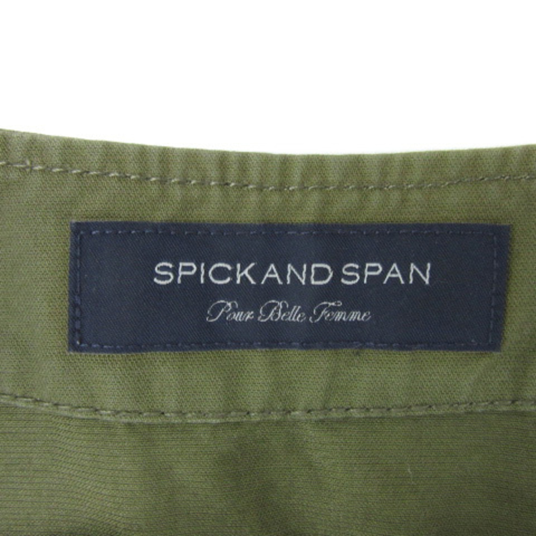 Spick & Span(スピックアンドスパン)のスピック&スパン ノーカラージャケット ミリタリージャケット 無地 36 カーキ レディースのジャケット/アウター(ブルゾン)の商品写真