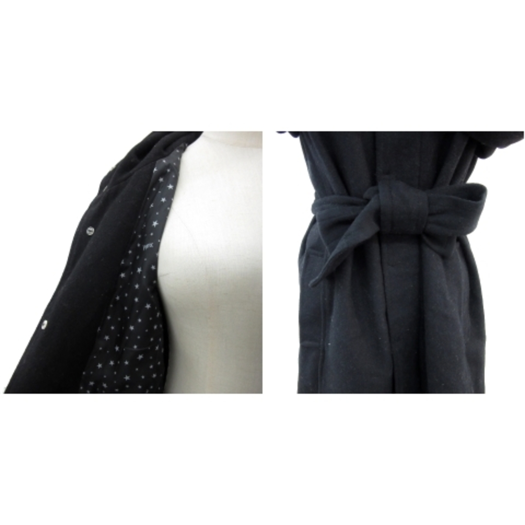 X-girl(エックスガール)のエックスガール コート フード付き 無地 リボンベルト付き ウール 2 黒 レディースのジャケット/アウター(その他)の商品写真