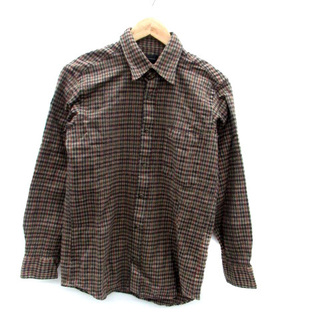 カンサイ YAMAMOTO カジュアルシャツ 長袖 チェック柄 ウール 茶色 黒(シャツ)