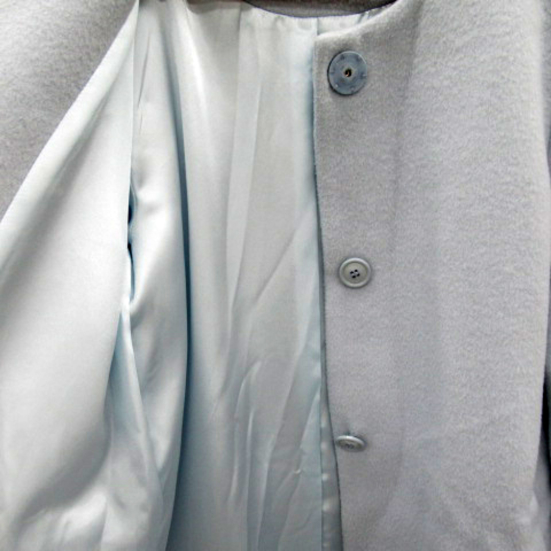 Spick & Span(スピックアンドスパン)のスピック&スパン ノーカラーコート ロング丈 ウール ライトブルー 水色 レディースのジャケット/アウター(その他)の商品写真