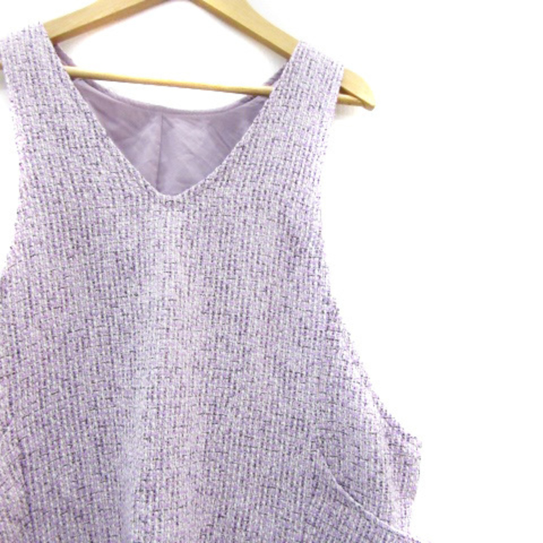 w closet(ダブルクローゼット)のダブルクローゼット ジャンパースカート ワンピース ひざ丈 ツイード F 薄紫 レディースのワンピース(ひざ丈ワンピース)の商品写真