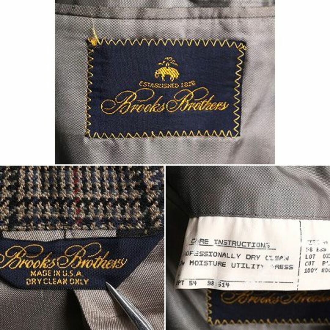 Brooks Brothers(ブルックスブラザース)の90s USA製 ブルックスブラザーズ チェック テーラード ジャケット メンズ XL 程 90年代 ブレザー Brooks Brothers ショート丈 大きいサイズ メンズのジャケット/アウター(テーラードジャケット)の商品写真