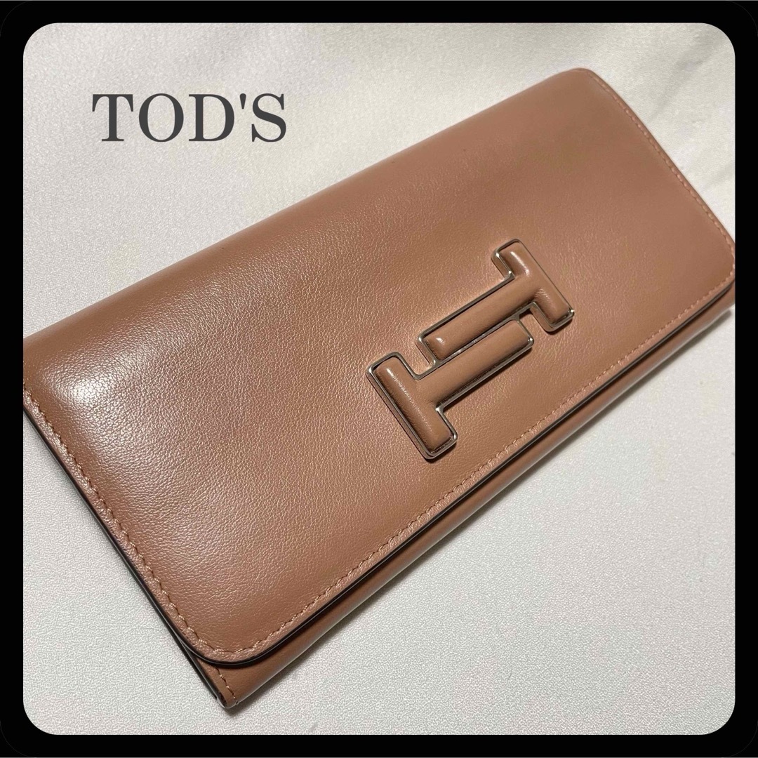 美品】TOD'S トッズ ダブルT 長財布 フラップ付 本革レザー 美品】TOD'S トッズ ダブルT 長財布 フラップ付 本革レザー