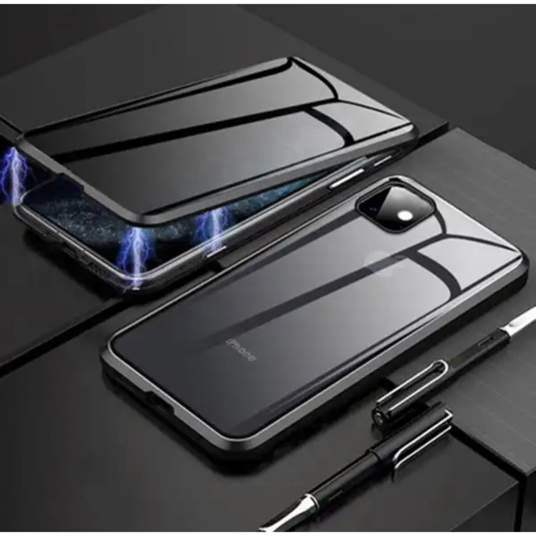 iPhone15ケース ブラック 強化ガラス カバー スマホ/家電/カメラのスマホアクセサリー(iPhoneケース)の商品写真