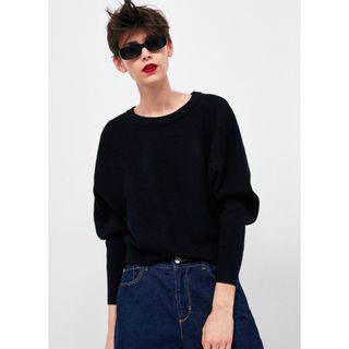 ザラ(ZARA)の新品☆ZARA ザラ ケーブルニットセーター ブラック(ニット/セーター)