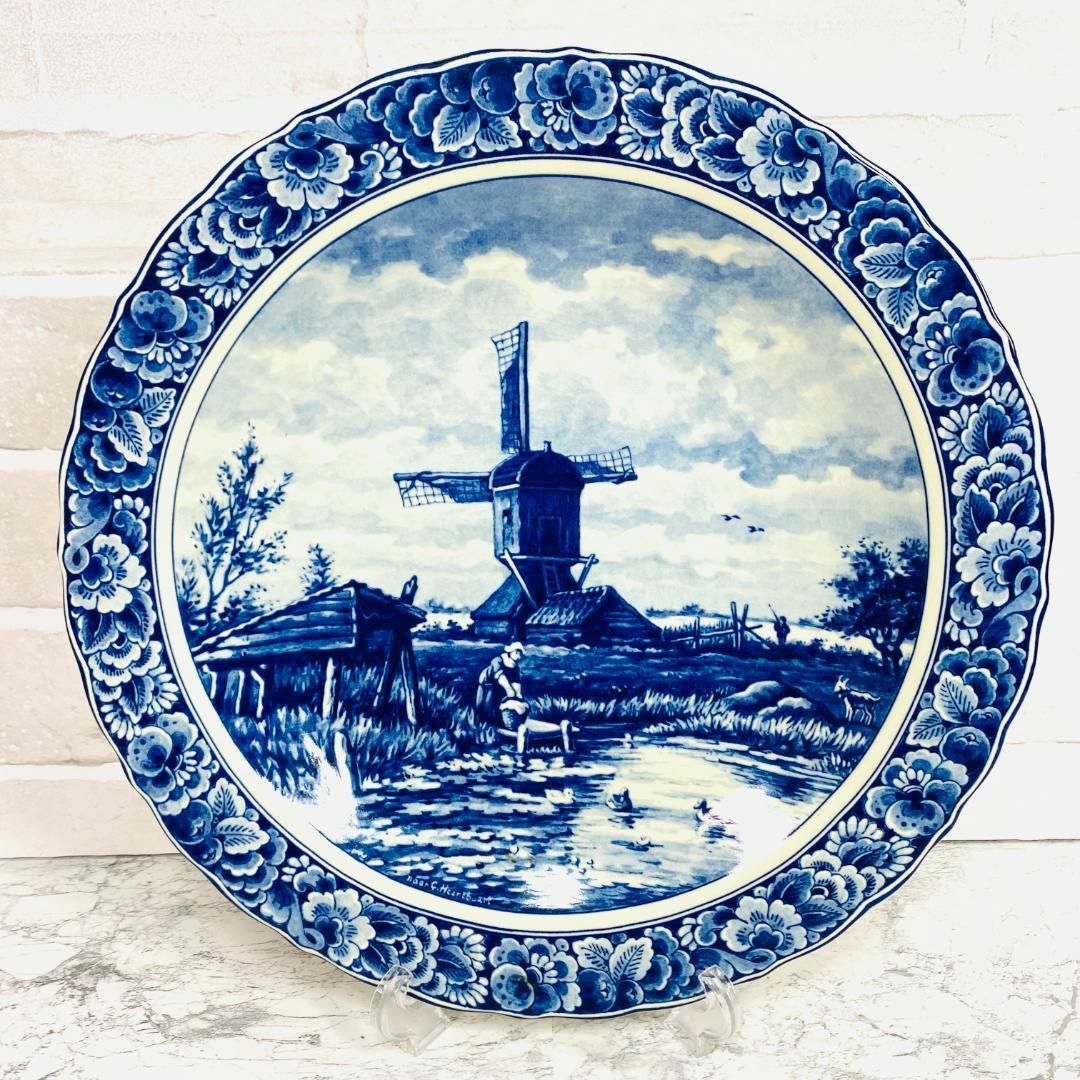 【大皿】 ROYAL DELFT ロイヤル デルフト 飾り皿 絵皿 オランダ製 インテリア/住まい/日用品のインテリア小物(置物)の商品写真