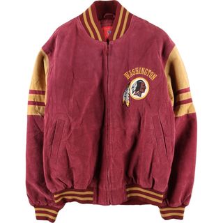 古着 NFL WASHINGTON REDSKINS ワシントンレッドスキンズ バック刺繍 スエードレザーブルゾン メンズL /eaa415873(レザージャケット)