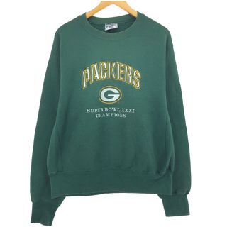 リー(Lee)の古着 90年代 リー Lee NFL GREEN BAY PACKERS グリーンベイパッカーズ リバースウィーブタイプ スウェットシャツ トレーナー USA製 メンズL ヴィンテージ /eaa415127(スウェット)