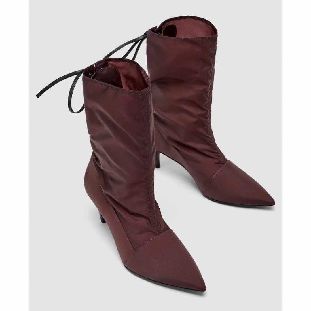 ZARA - 新品☆ZARA ザラ レースアップヒールブーツ ボルドー ZARA - 新品☆ZARA ザラ レースアップヒールブーツ ボルドー