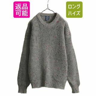 90s OLD GAP カラー ネップ リブ編み ウール ニット セーター メンズ L / 古着 90年代 オールド ギャップ 旧タグ クルーネック グレー 無地(ニット/セーター)