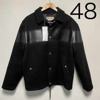 レザージャケット【美品】Marni マルニ オーバーサイズ レザーシャツ 46 ブラック