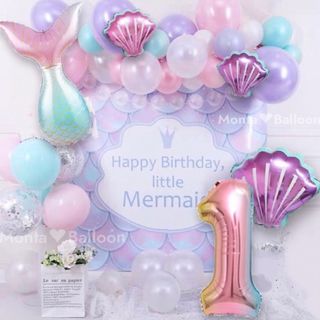 バルーン マーメイド 人魚姫 1歳 紫 プリンセス 女の子 風船 誕生日 飾り(アルバム)