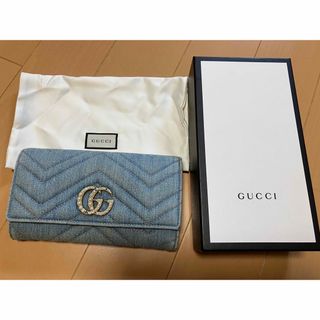 グッチ(Gucci)のGUCCI デニム　GGマーメント 二つ折り長財布(財布)