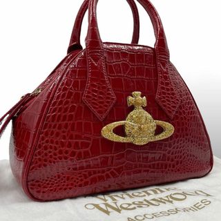 【VivienneWestwood】美品 ハンドバッグ  金オーブ クロコ型押し