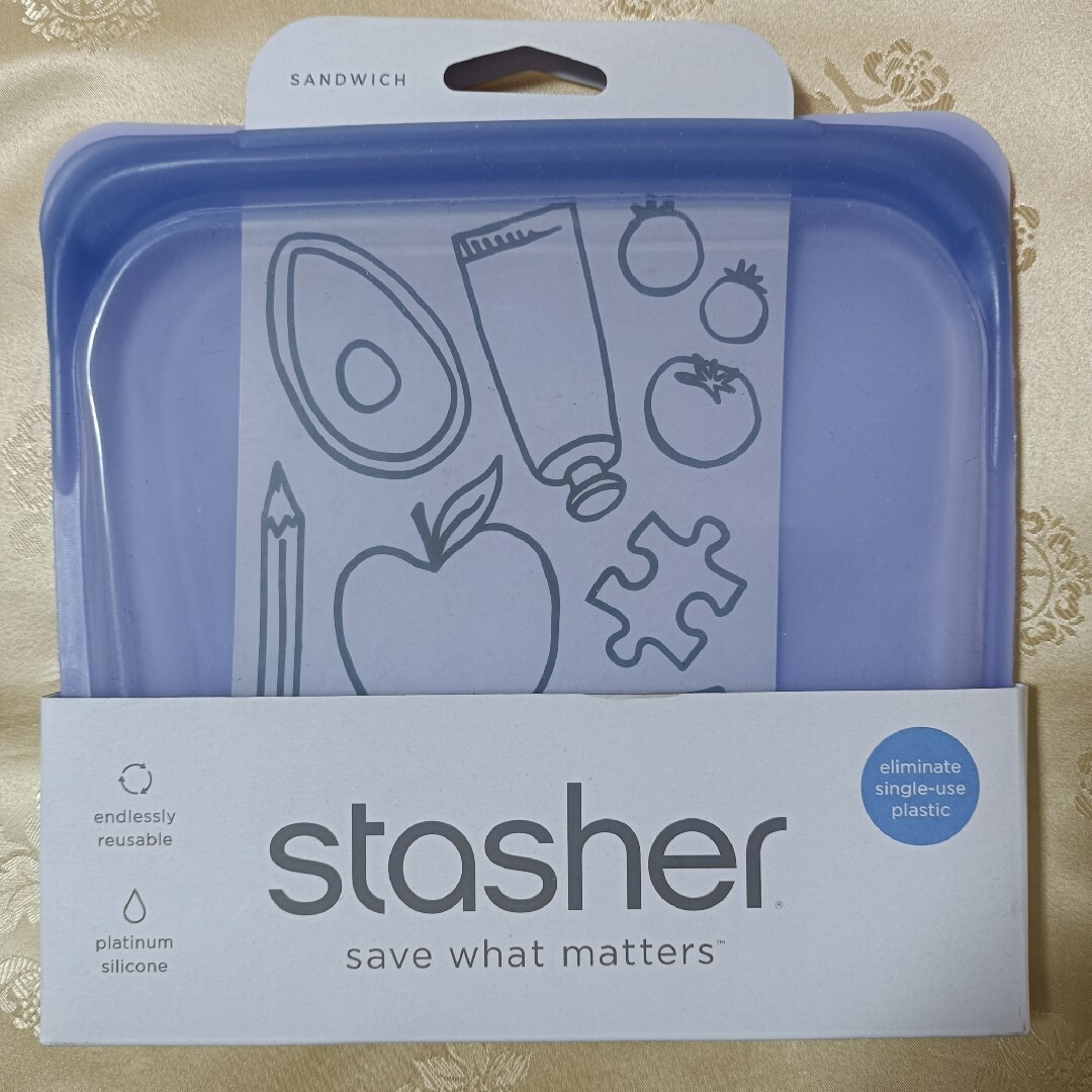 【新品未使用】stasher サンドイッチ M ラベンダーブルー インテリア/住まい/日用品のキッチン/食器(容器)の商品写真