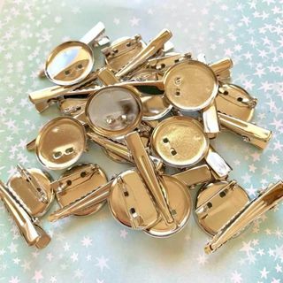 格安良品15個♡24mm 皿つき 2way コサージュピン(各種パーツ)