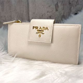 本物PRADA プラダ　白　財布　内側汚れの為　激安　三つ折り　レザー