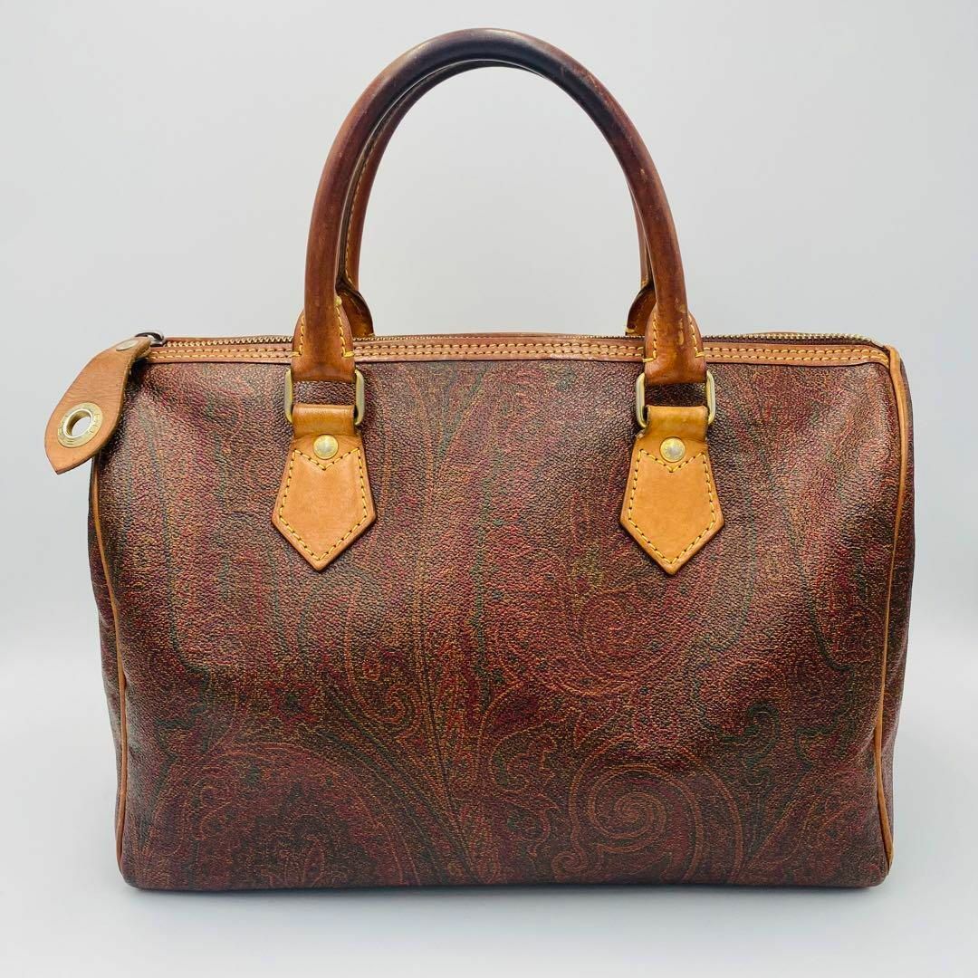 ☆ETRO☆ ミニボストンバッグ ペイズリー柄 南京錠 ブラウン ☆ETRO☆ ミニボストンバッグ ペイズリー柄 南京錠 ブラウン