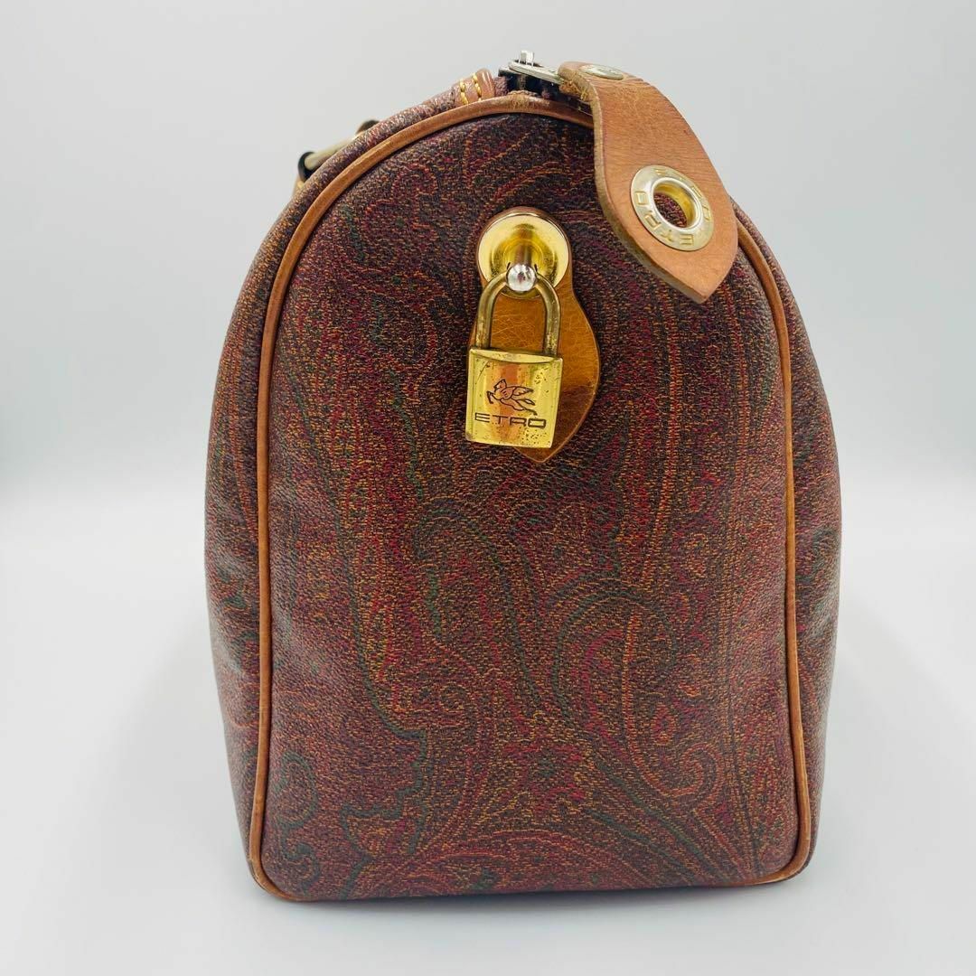 ☆ETRO☆ ミニボストンバッグ ペイズリー柄 南京錠 ブラウン ☆ETRO☆ ミニボストンバッグ ペイズリー柄 南京錠 ブラウン