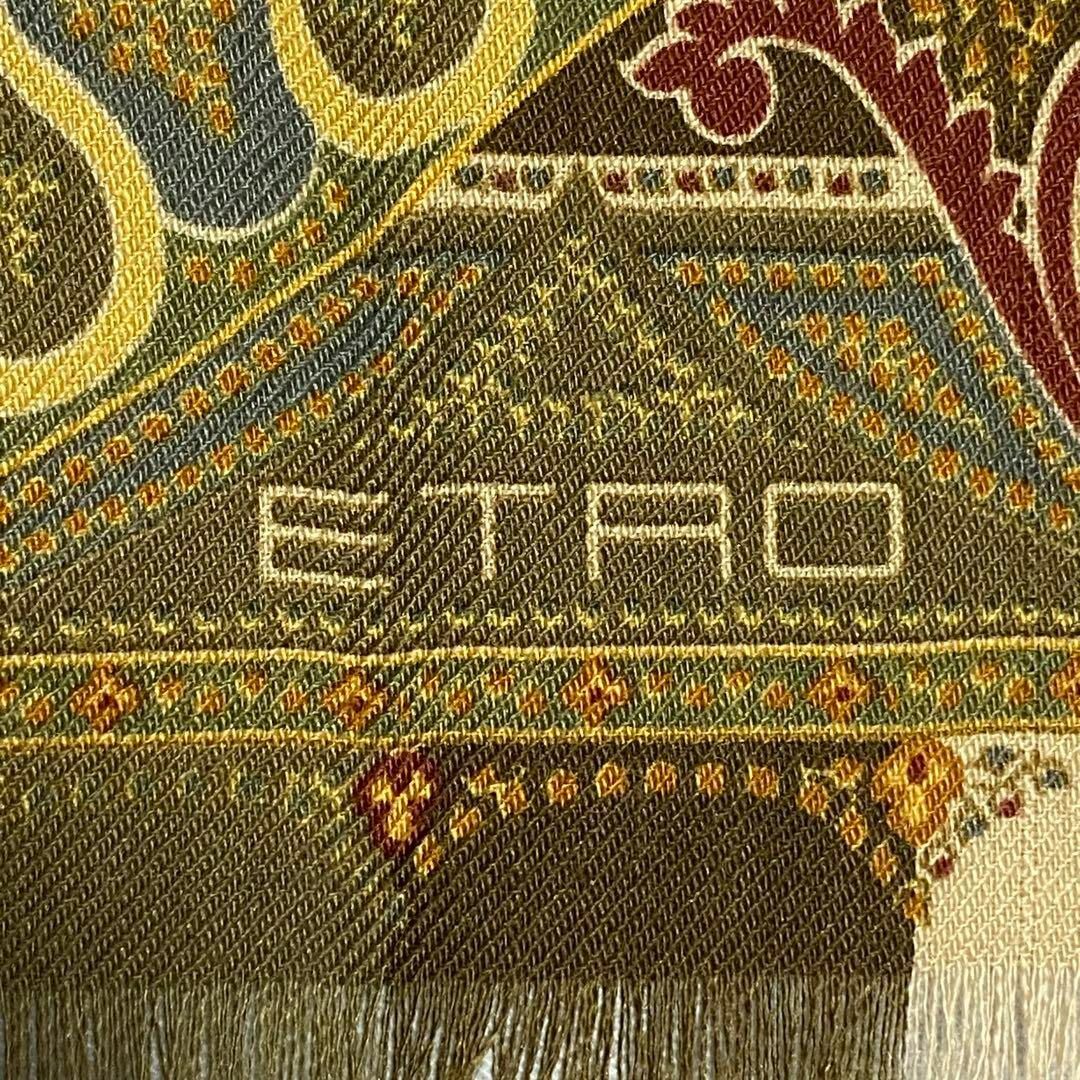 ETRO(エトロ)の極美品 ★ETRO★ ストール 花 ペイズリー柄 ウール シルク モスグリーン レディースのファッション小物(ストール/パシュミナ)の商品写真