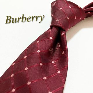 バーバリー(BURBERRY)の【美品】バーバリー ロンドン ネクタイ ドット×ホースロゴ柄 チェック柄 英国製(ネクタイ)