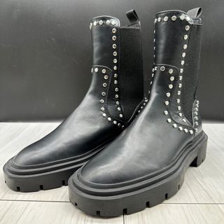 ザラ(ZARA)の【ZARA】ザラ 22.5 ブーツ レザー サイドゴア ブラック ミドル丈(ブーツ)