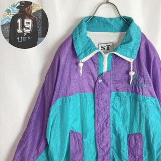 セルジオタッキーニ(Sergio Tacchini)の90s古着セルジオタッキーニ ナイロンジャケット 刺繍ロゴ パステルカラーM(ナイロンジャケット)