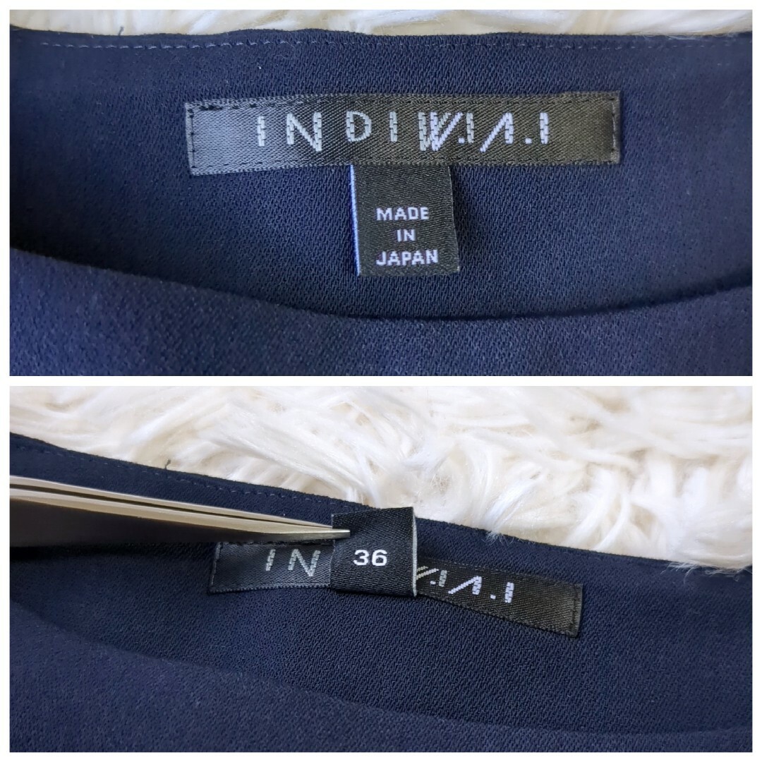 INDIVI(インディヴィ)の【美品】INDIVI インディヴィ ワンピース 花柄 ロング 七分袖 紺 36 レディースのワンピース(ロングワンピース/マキシワンピース)の商品写真