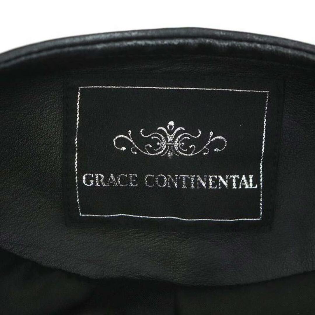 GRACE CONTINENTAL(グレースコンチネンタル)のグレースコンチネンタル サイドベルトライダースジャケット レザー 羊革 36 黒 レディースのジャケット/アウター(ライダースジャケット)の商品写真