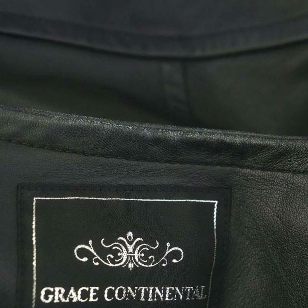 GRACE CONTINENTAL(グレースコンチネンタル)のグレースコンチネンタル サイドベルトライダースジャケット レザー 羊革 36 黒 レディースのジャケット/アウター(ライダースジャケット)の商品写真