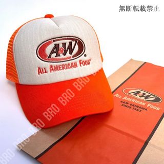 オレンジ】新品 A＆W 沖縄 メッシュ ロゴ キャップ 帽子 芸能人 木村 ...