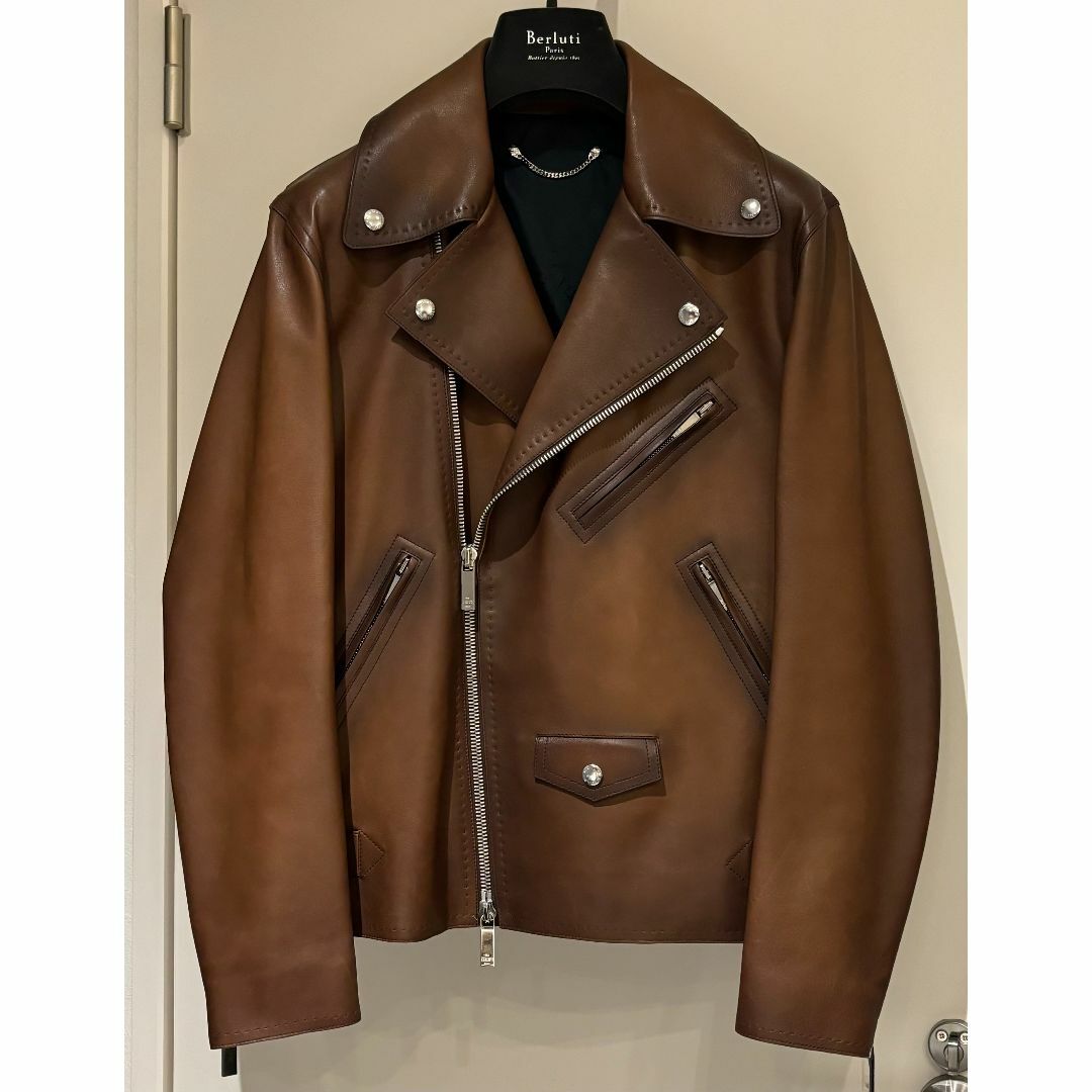 BERLUTI - BERLUTI パティーヌ レザーライダースジャケット 44