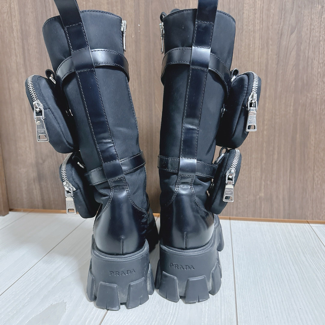 PRADA - 【PRADA】モノリス ロングブーツ 36 レザー 編み上げ PRADA - 【PRADA】モノリス ロングブーツ 36 レザー 編み上げ
