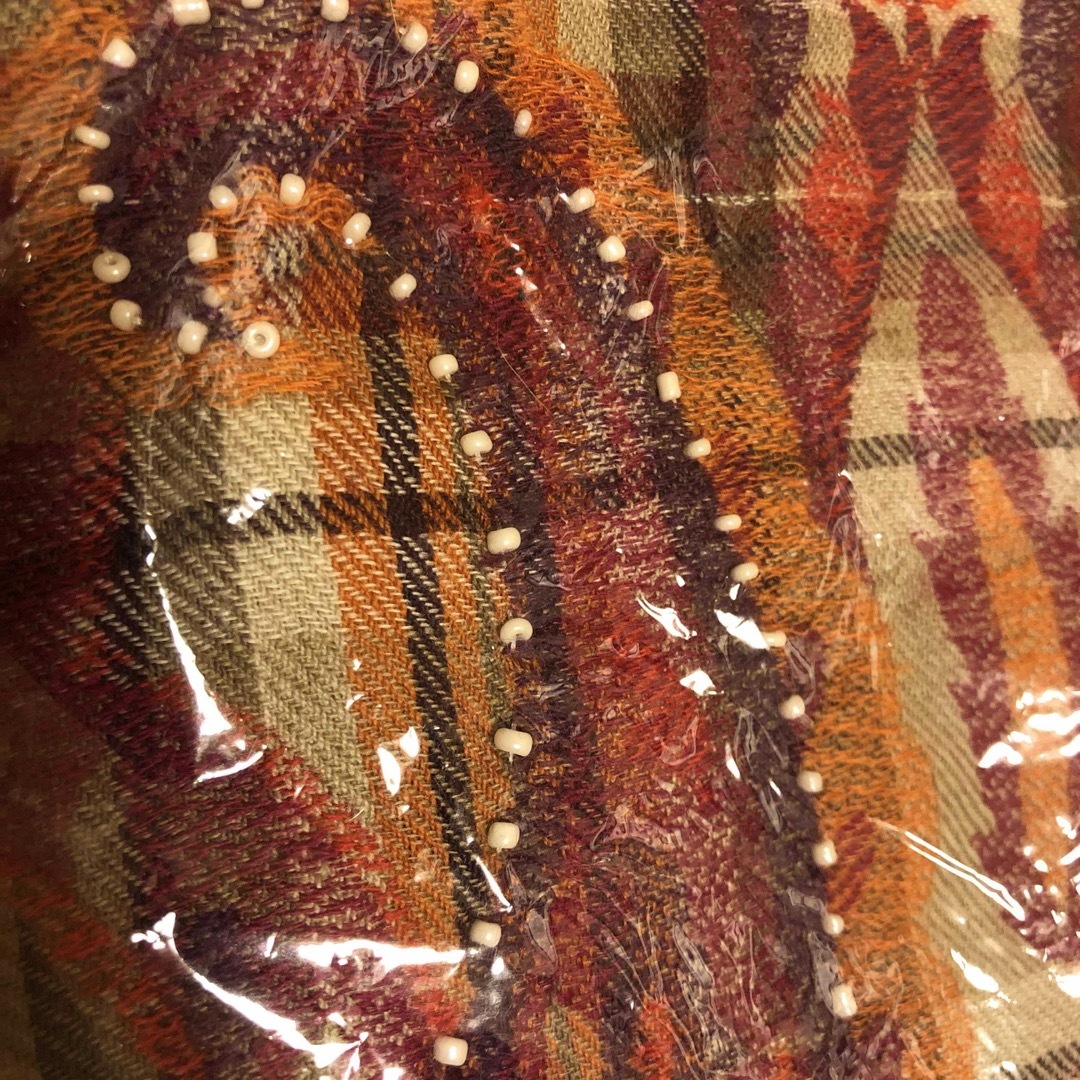 チェックウール刺繍ジャガードストール レディースのファッション小物(ストール/パシュミナ)の商品写真