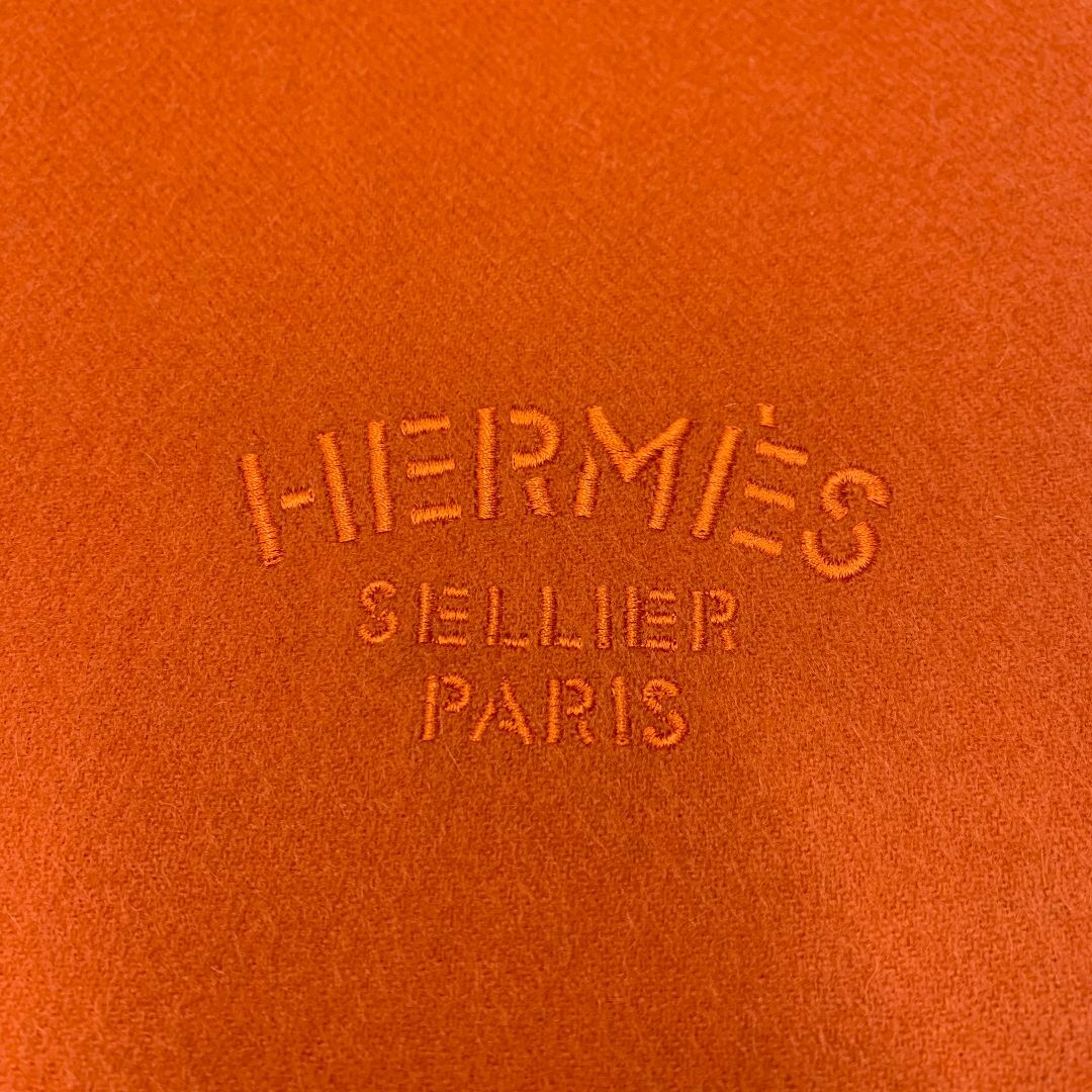 Hermes(エルメス)の9030 エルメス カシミヤ マフラー ストール オレンジ レディースのファッション小物(マフラー/ショール)の商品写真