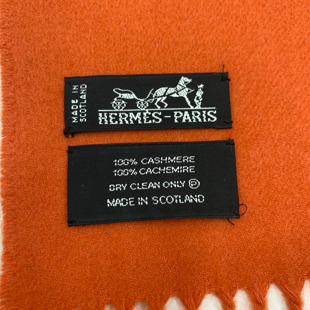 Hermes(エルメス)の9030 エルメス カシミヤ マフラー ストール オレンジ レディースのファッション小物(マフラー/ショール)の商品写真